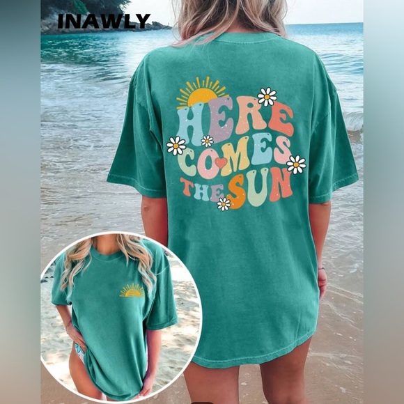 SHEIN “Here Comes the Sun” Summer T-Shirt - Picture 1 of 6